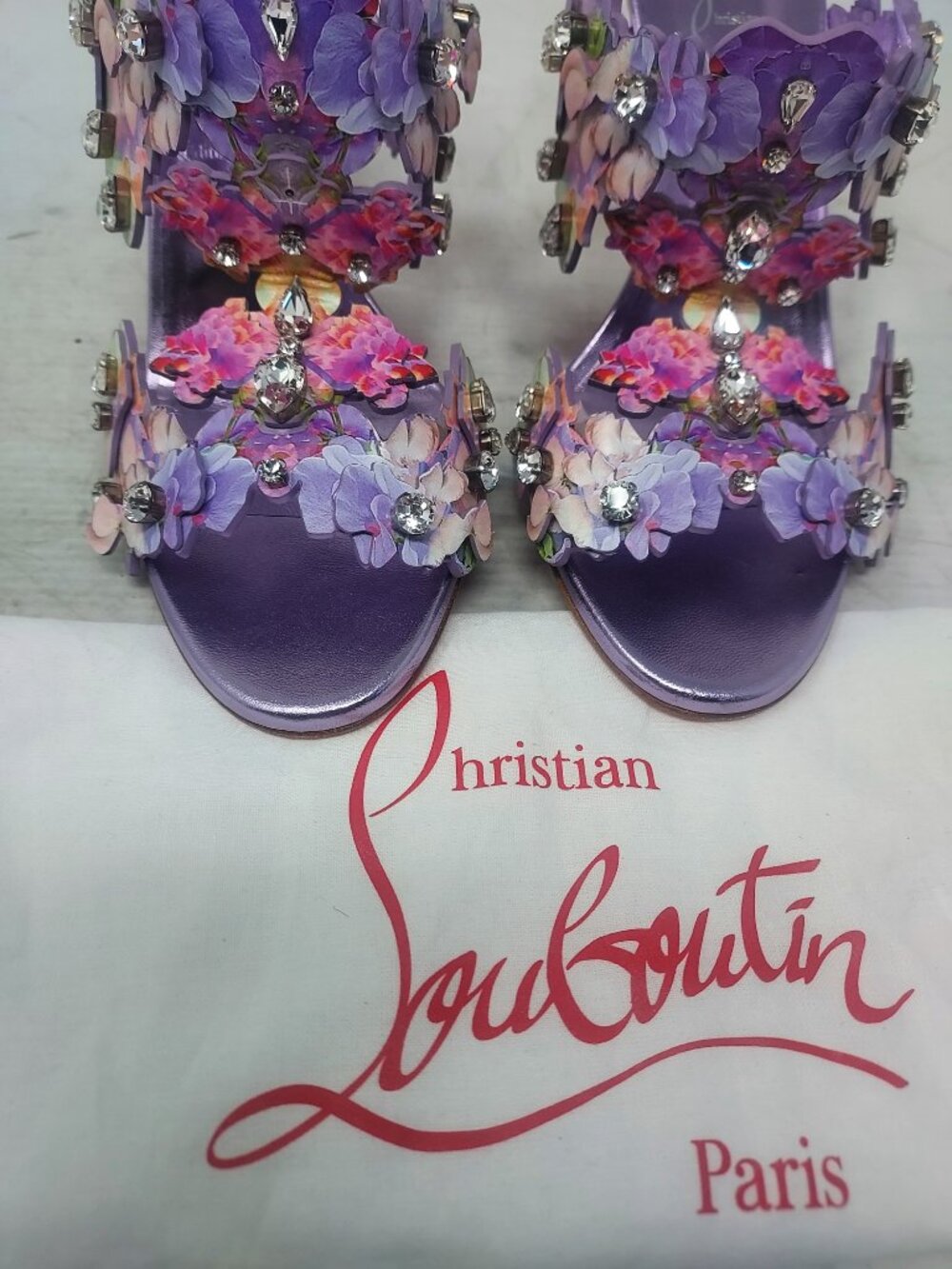 Christian Louboutin Purple Flora Jewel Heel Sandal - Picture 7 of 13